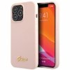 Guess GUHCP13XLSLMGLP iPhone 13 Pro Max 6.7 jasnoróżowy/light pink hardcase Silicone Script Gold Logo
